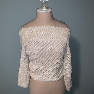 Armani Exchange Off the Shoulder Sequin Top